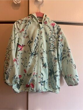GAP Mint Green Hooded Jacket with Pink & Navy Floral Print